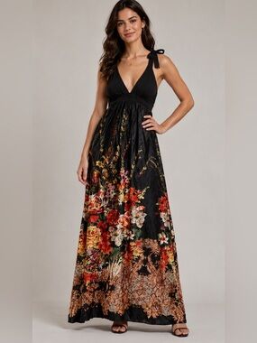 Wet Seal Dress Womens S Small Floral Halter Maxi Y2K NWT Silky